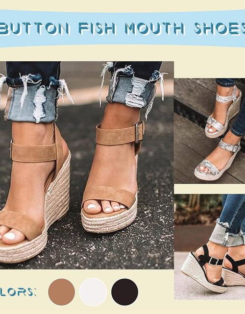 Load image into Gallery viewer, Slip on Wedge Platform Sandals Casual Summer Beach Sandals Shoes Wedge Sandals for Women
