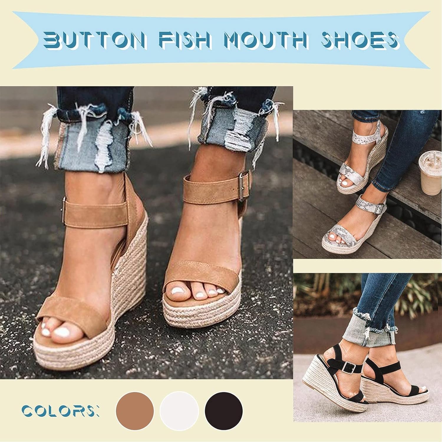 Slip on Wedge Platform Sandals Casual Summer Beach Sandals Shoes Wedge Sandals for Women