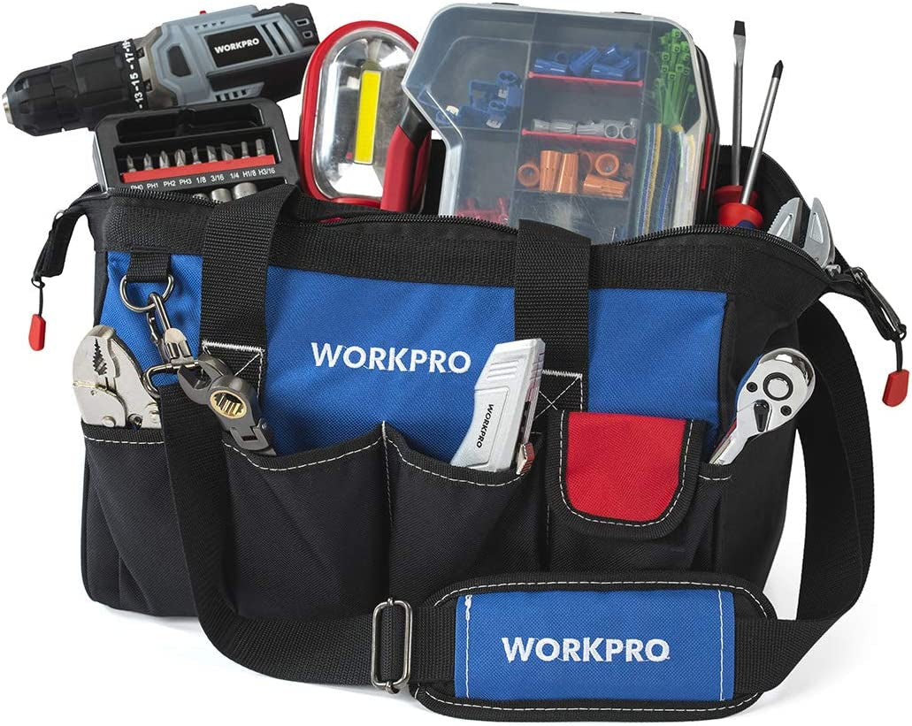 14-Inch Tool Bag, Multi-Pocket Tool Organizer with Adjustable Shoulder Strap