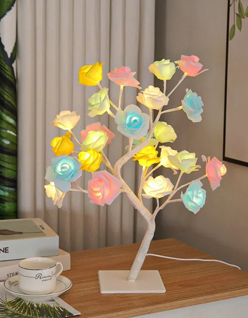 Load image into Gallery viewer, 24 LED Rose Flower Tree Lights USB Table Lamp Fairy Night Light Party Christmas Wedding Bedroom Home Tabletop Decor Girls Gift
