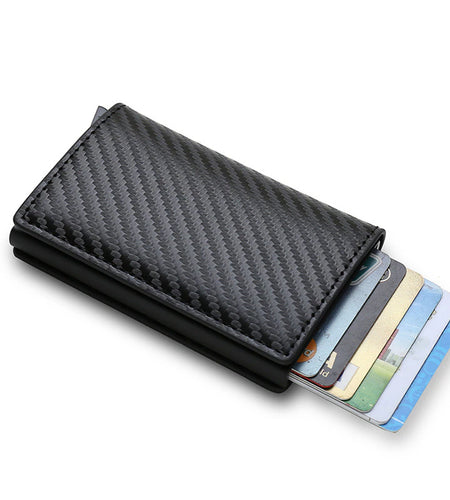 Carbon Fiber Card Holder Wallets Men RFID Black Magic Trifold Leather Slim Mini Wallet Small Money Bag Male Purses Wallet Women