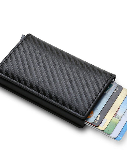 Load image into Gallery viewer, Carbon Fiber Card Holder Wallets Men RFID Black Magic Trifold Leather Slim Mini Wallet Small Money Bag Male Purses Wallet Women
