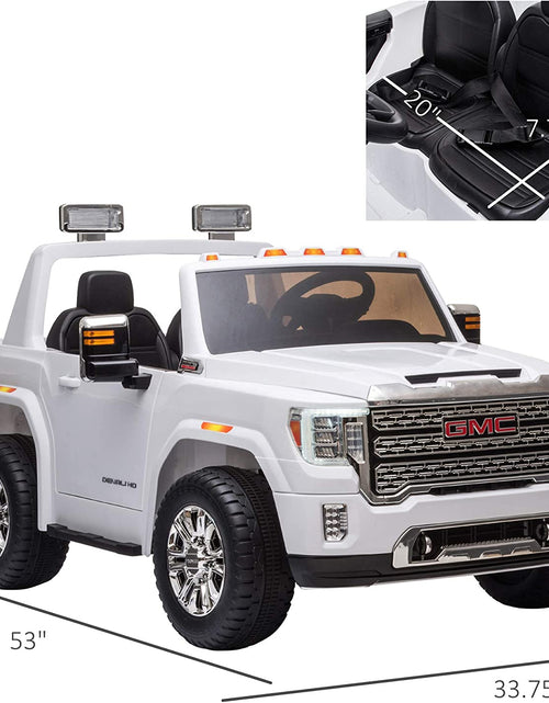 Load image into Gallery viewer, 12V GMC Sierra HD Battery Kids Ride on Car with Remote Control, Bright Headlights, &amp; Working Suspension, White
