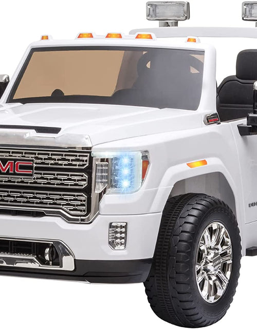 Load image into Gallery viewer, 12V GMC Sierra HD Battery Kids Ride on Car with Remote Control, Bright Headlights, &amp; Working Suspension, White
