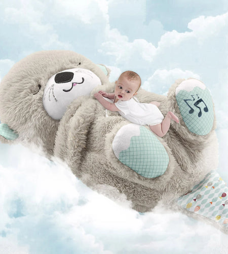 Breathing Otter Baby Sleep and Playmate Otter Musical Stuffed Plush Toy with Light Sound Newborn Sensory Comfortable Baby Gifts