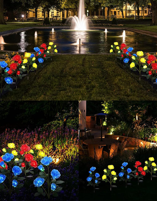 Load image into Gallery viewer, LED Solar Flower Light, Outdoor Solar Landscape Lights with 5 Rose Flowers, Waterproof Solar Garden Lights for Patio Yard Pathway Decoration, White
