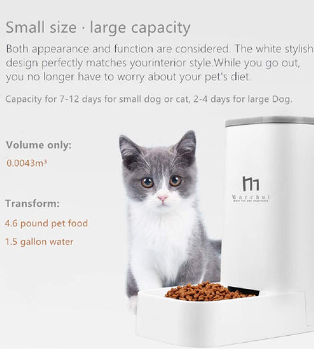 Cat Dog Feeder and Waterer Pet Self-Dispensing, Cat Food Dispenser, Automatic Cat Feeders, Outdoor Sun Protection Design Gravity Food Feeder and Waterer Set (Feeder+Waterer)
