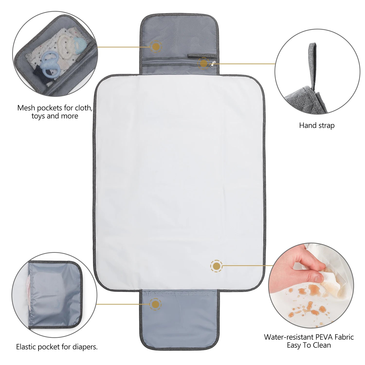 Portable Multifunction Foldable Waterproof Changing Pad Newborn Baby Diaper Changing Mat Changing Pads