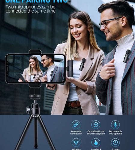 JOCEEY K9 Lavalier Wireless Microphone,Wireless Microphone,Live Microphone for IOS and Type-C Phone Microphone for Recordin