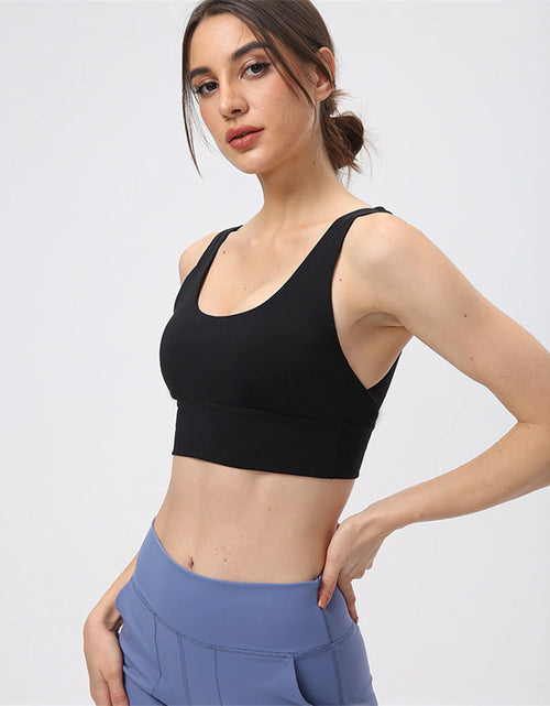 Load image into Gallery viewer, Solid Color Gym Women Sports Bra Beauty Back Crop Tank Top Tight Yoga Vest Gym Clothing Running No Rims with Removable Chest Pad
