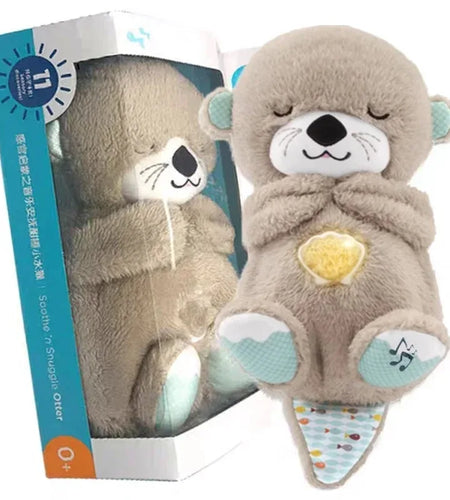 Breathing Otter Baby Sleep and Playmate Otter Musical Stuffed Plush Toy with Light Sound Newborn Sensory Comfortable Baby Gifts