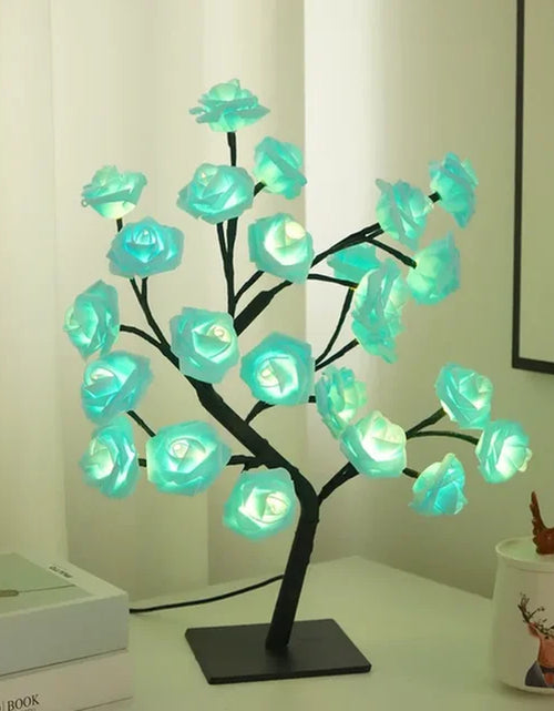 Load image into Gallery viewer, 24 LED Rose Flower Tree Lights USB Table Lamp Fairy Night Light Party Christmas Wedding Bedroom Home Tabletop Decor Girls Gift
