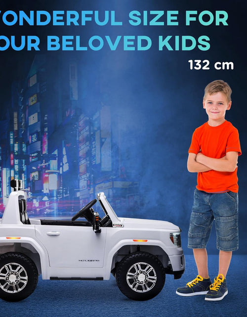 Load image into Gallery viewer, 12V GMC Sierra HD Battery Kids Ride on Car with Remote Control, Bright Headlights, &amp; Working Suspension, White
