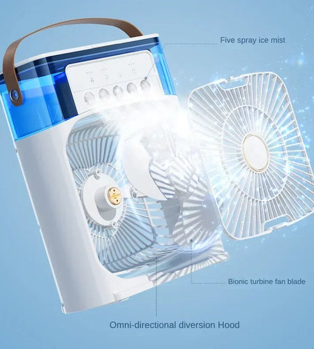 Portable Humidifier Fan Air Conditioner Household Small Air Cooler Hydrocooling Portable Air Adjustment for Office 3 Speed Fan