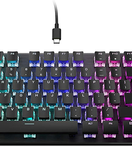 Vulcan TKL Mechanical PC Tactile Gaming Keyboard, Compact, Tenkeyless, Titan Switch Optical, RGB AIMO Lighting, Anodized Aluminum Top Plate, Detachable USB-C Cable, Low Profile Design, Black