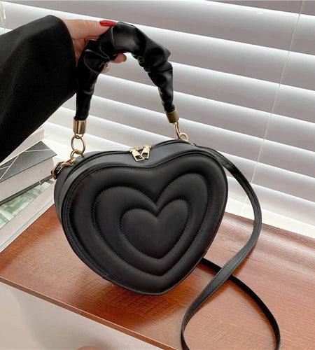Fashion Love Heart Shape Shoulder Bag Small Handbags Designer Crossbody Bags for Women Solid Pu Leather Top Handle Bag