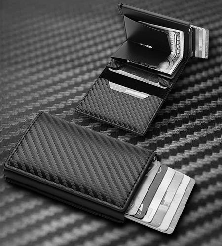 Carbon Fiber Card Holder Wallets Men RFID Black Magic Trifold Leather Slim Mini Wallet Small Money Bag Male Purses Wallet Women
