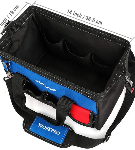14-Inch Tool Bag, Multi-Pocket Tool Organizer with Adjustable Shoulder Strap