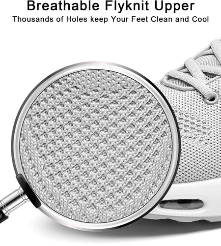 Men'S Air Running Shoes Athletic Tennis Walking Sneakers Breathable Non-Slip Lace-Up Sports Shoes for Fitness Jogging Working Black US 7-12.5