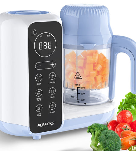 Baby Food Maker, Multi-Function Baby Food Processor, Steamer Puree Blender, Auto Cooking & Grinding, Baby Food Warmer Mills Machine with Touch Screen Control, Blue