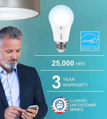 Smart Light Bulb, Wifi Light Bulbs No Hub Required, Smart Bulbs That Work with Alexa, Google Home, Smart LED Light A19 Daylight (5000K), Soft White, 800LM 60W Equivalent, 1 Pack