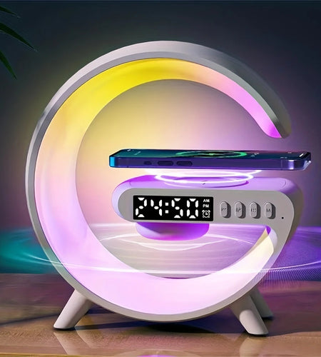 Mini Multifunction Wireless Charger Pad Stand Speaker TF RGB Night Light Fast Charging Station for Iphone Samsung Xiaomi Huawei