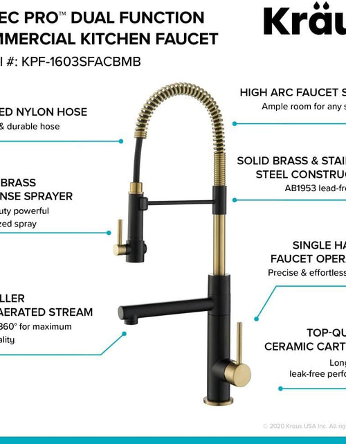 Load image into Gallery viewer, KPF-1603SFACBMB Artec Pro 2-Function Commercial Style Pre-Rinse Kitchen Faucet with Pot Filler, Spot Free Antique Champagne Bronze/Matte Black
