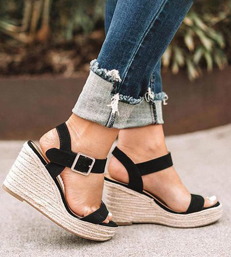 Slip on Wedge Platform Sandals Casual Summer Beach Sandals Shoes Wedge Sandals for Women