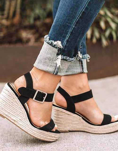 Load image into Gallery viewer, Slip on Wedge Platform Sandals Casual Summer Beach Sandals Shoes Wedge Sandals for Women
