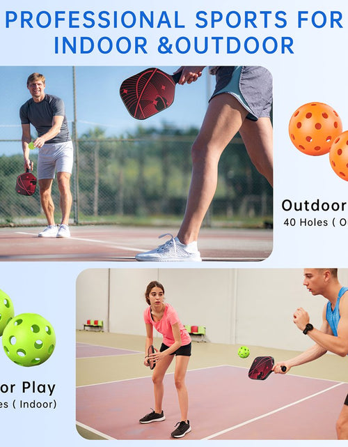 Load image into Gallery viewer, Pickleball Paddles, Pickle Ball Set with 2 Premium Wood Pickleball Paddles USAPA Approved, 4 Cooling Towels &amp; Carring Bag, Ergonomic Cushion Grip, 2 Outdoor Balls 2 Indoor Balls for Men Women, Red
