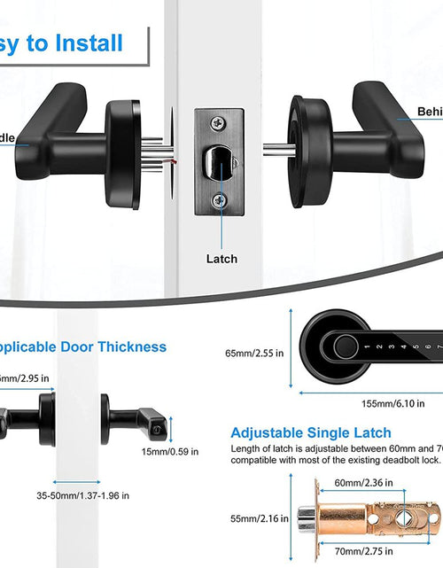 Load image into Gallery viewer, Smart Door Lock,Keyless Entry Door Lock with Handle,Fingerprint Door Lock with Tuya App,Smart Door Knob with Key for Home Bedroom
