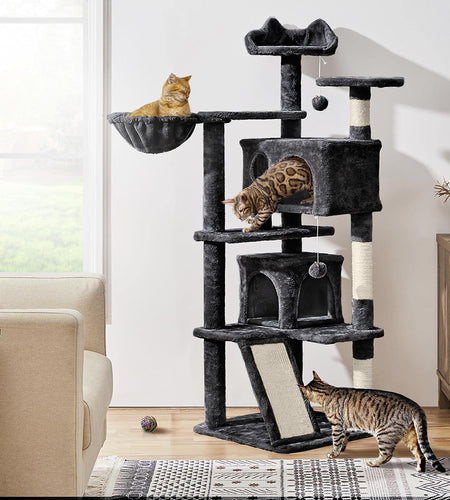 Multi-Level Cat Tree for Indoor Cats Cat Tree Tower for Large Cats with Sisal-Covered Scratching Posts, Condo, Stable Cat Tower, Cat Furniture Play Center for Indoor Cats Activity