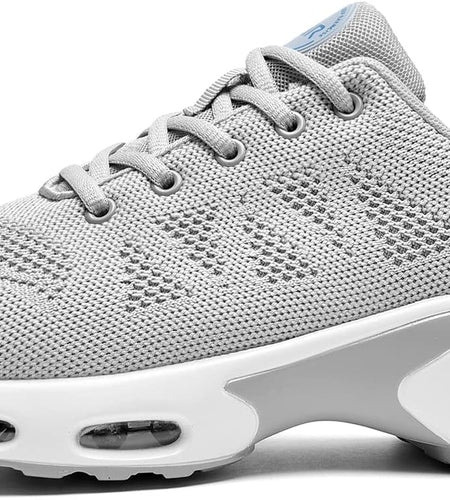 Men'S Air Running Shoes Athletic Tennis Walking Sneakers Breathable Non-Slip Lace-Up Sports Shoes for Fitness Jogging Working Black US 7-12.5