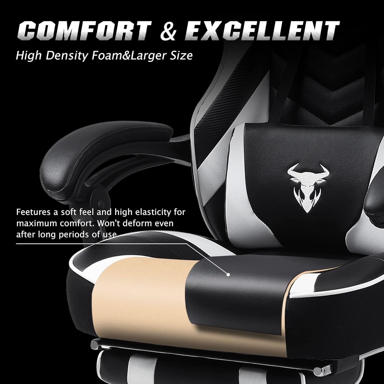 Gaming Chairs for Adults Black Recliner Computer Chair with Footrest Ergonomic PC Gaming Chair with Massage High Back Chair for Gaming Big and Tall Gamer Chair Large Computer Gaming Chair