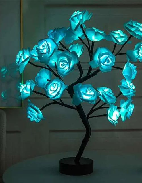 Load image into Gallery viewer, 24 LED Rose Tree Lights USB Plug Table Lamp Fairy Flower Night Light for Home Party Christmas Wedding Bedroom Decoration Gift
