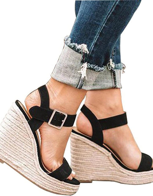 Load image into Gallery viewer, Slip on Wedge Platform Sandals Casual Summer Beach Sandals Shoes Wedge Sandals for Women
