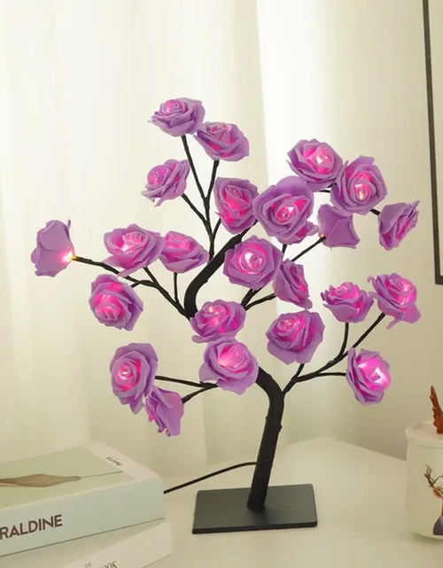 Load image into Gallery viewer, 24 LED Rose Flower Tree Lights USB Table Lamp Fairy Night Light Party Christmas Wedding Bedroom Home Tabletop Decor Girls Gift
