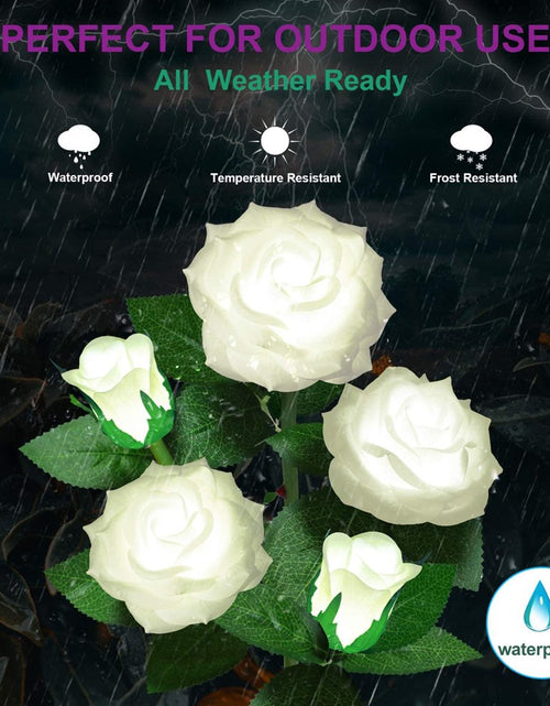 Load image into Gallery viewer, LED Solar Flower Light, Outdoor Solar Landscape Lights with 5 Rose Flowers, Waterproof Solar Garden Lights for Patio Yard Pathway Decoration, White
