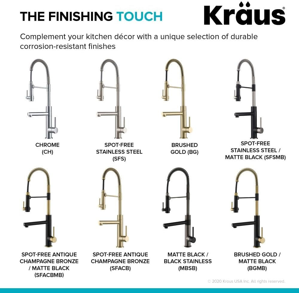 KPF-1603SFACBMB Artec Pro 2-Function Commercial Style Pre-Rinse Kitchen Faucet with Pot Filler, Spot Free Antique Champagne Bronze/Matte Black