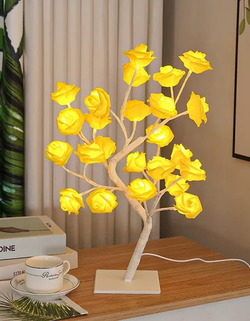 Load image into Gallery viewer, 24 LED Rose Flower Tree Lights USB Table Lamp Fairy Night Light Party Christmas Wedding Bedroom Home Tabletop Decor Girls Gift
