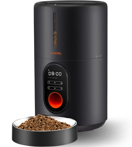 Automatic Dog Feeders, Pet Feeder, Cat Food Dispenser with Stainless Steel Bowl, 4L, Black